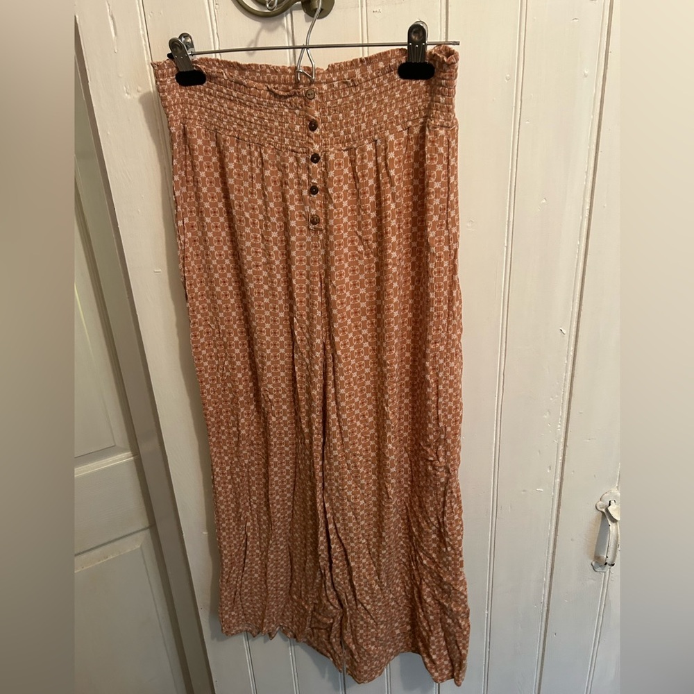Wild Sky large Brown printed flowey wide leg pants